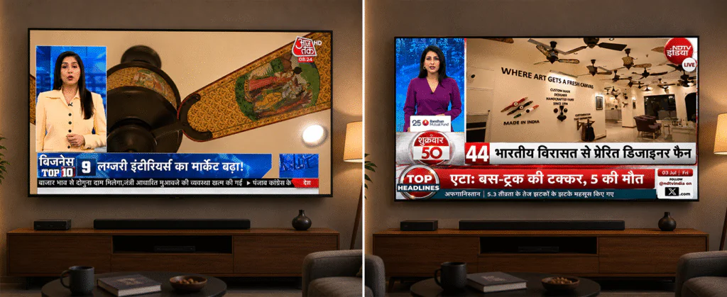 The Fan Studio Featured on Aaj Tak & NDTV: A New Chapter for Luxury Ceiling Fans in India